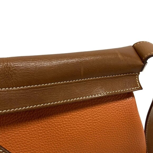 Auth HERMES Yoeh Bag Orange Brown Togo Leather Unconfirmed Shoulder Bag - Picture 5 of 16